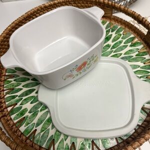 VTG CorningWare‎ White Casserole Dish with Floral Design